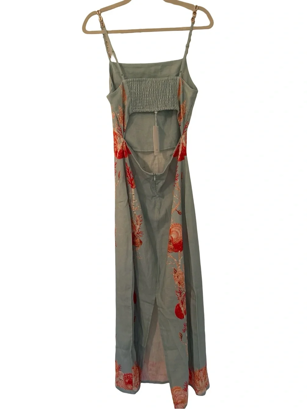Caroline Constas Coral Shell Print Linen Maxi Dress NWT - Picture 4 of 10